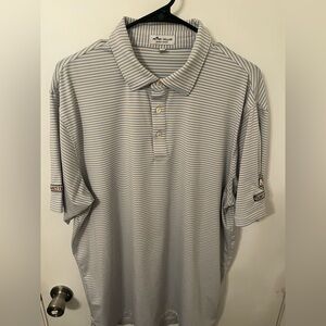 Peter Millar light blue and White/yellow Striped Polo